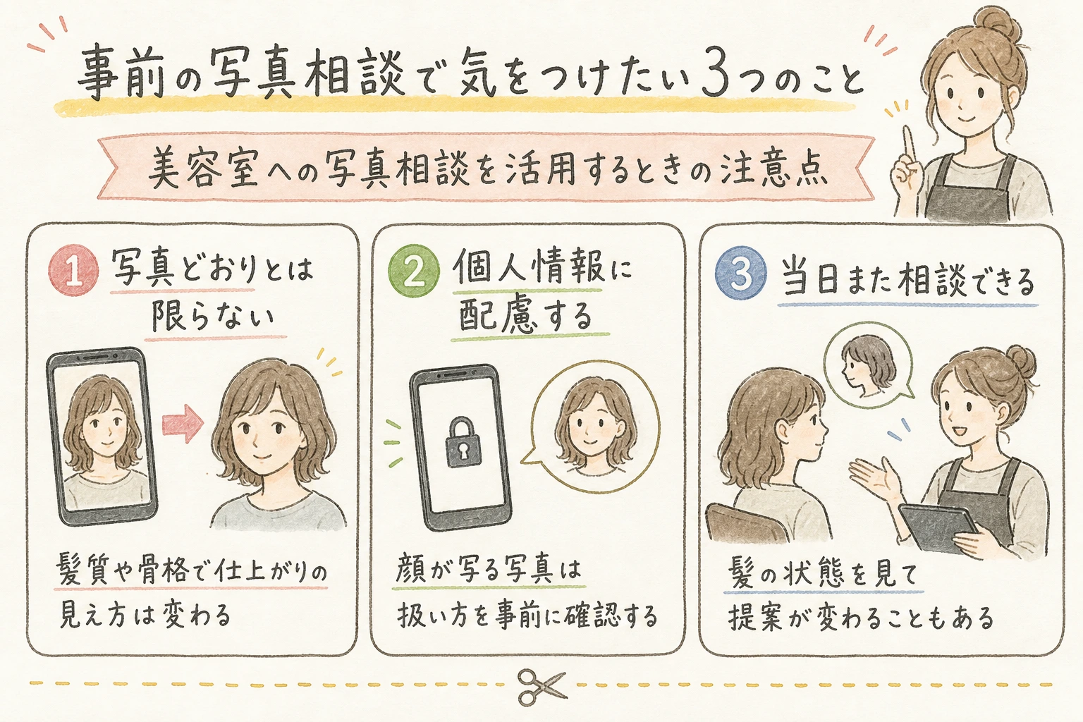 事前の写真相談で気をつけたい3つのこと｜美容室への写真相談を活用するときの注意点
