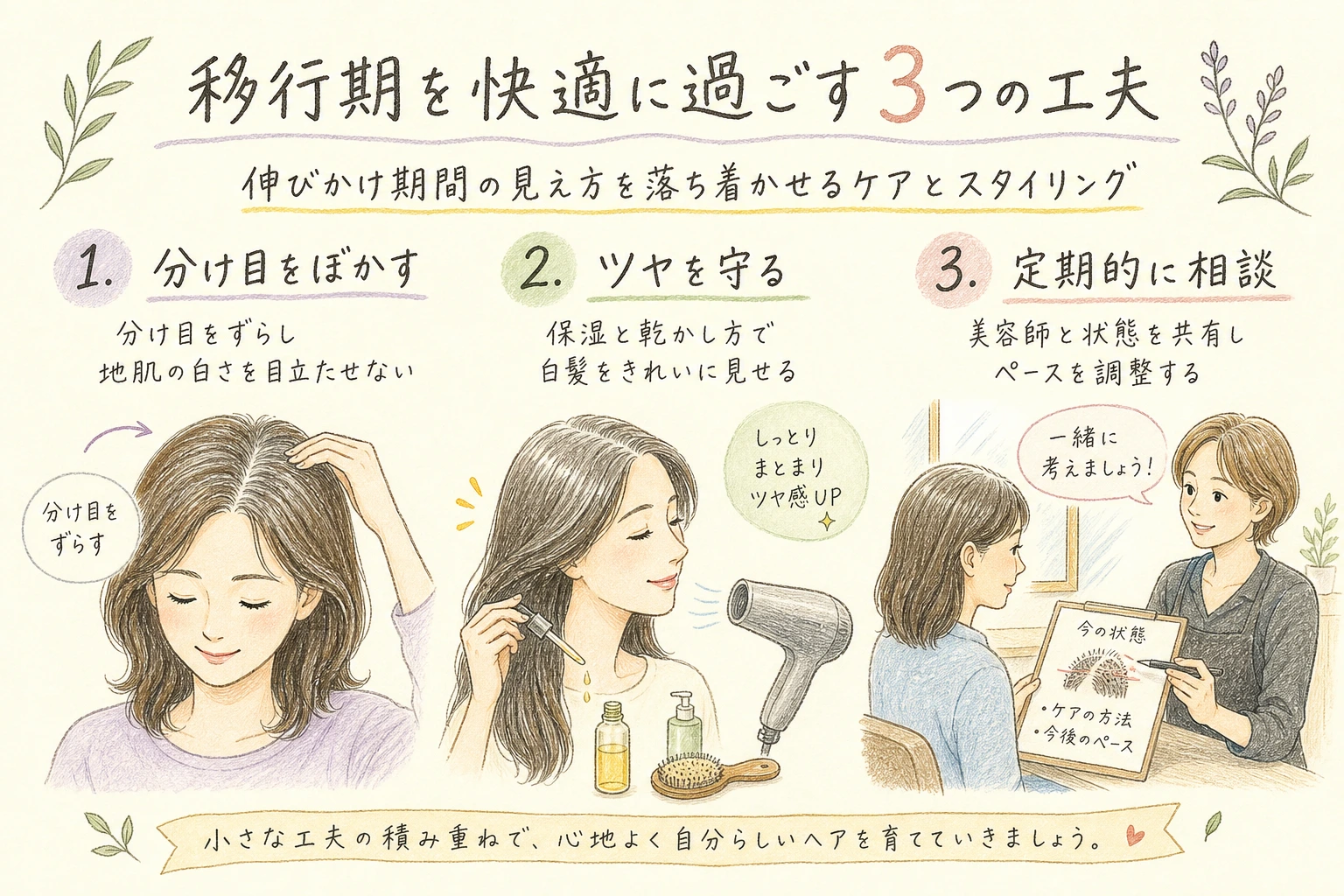 移行期を快適に過ごす3つの工夫|伸びかけ期間の見え方を落ち着かせるケアとスタイリング