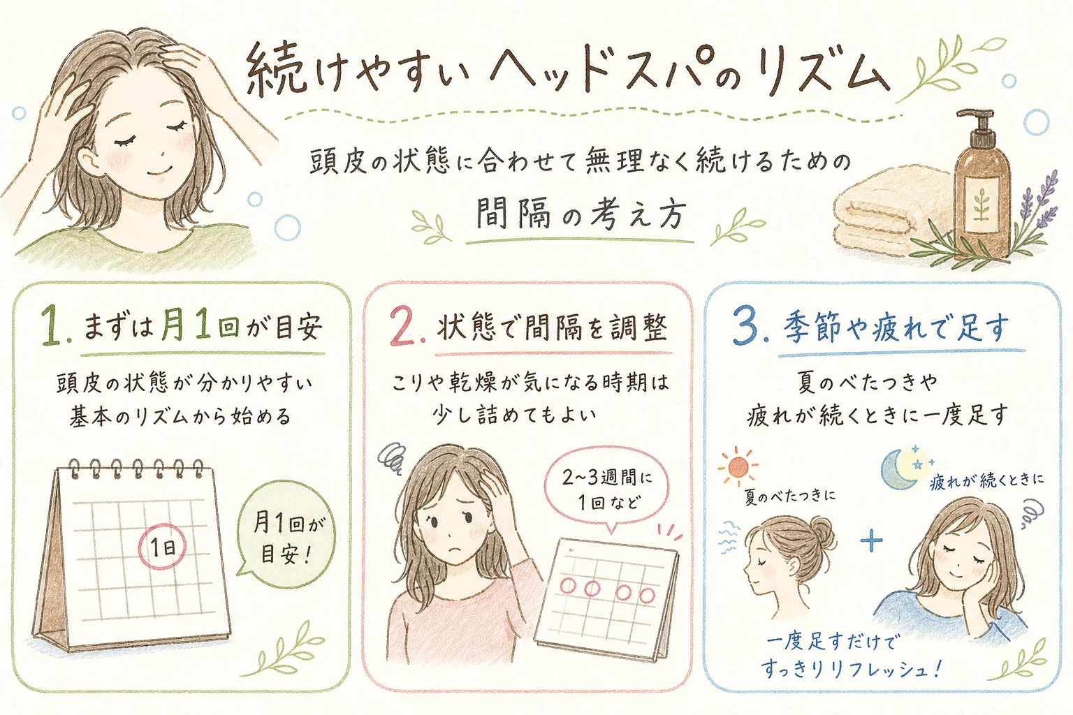 続けやすいヘッドスパのリズム|頭皮の状態に合わせて無理なく続けるための間隔の考え方