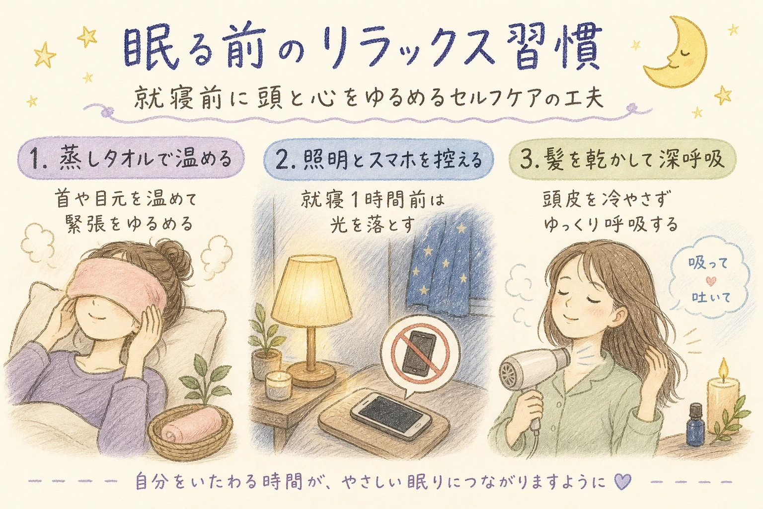 眠る前のリラックス習慣|就寝前に頭と心をゆるめるセルフケアの工夫