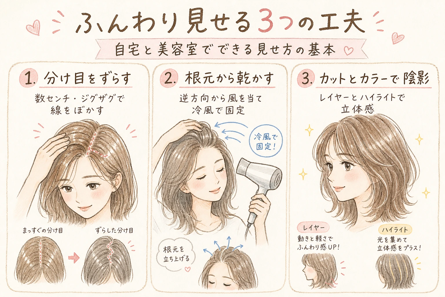 ふんわり見せる3つの工夫|自宅と美容室でできる見せ方の基本