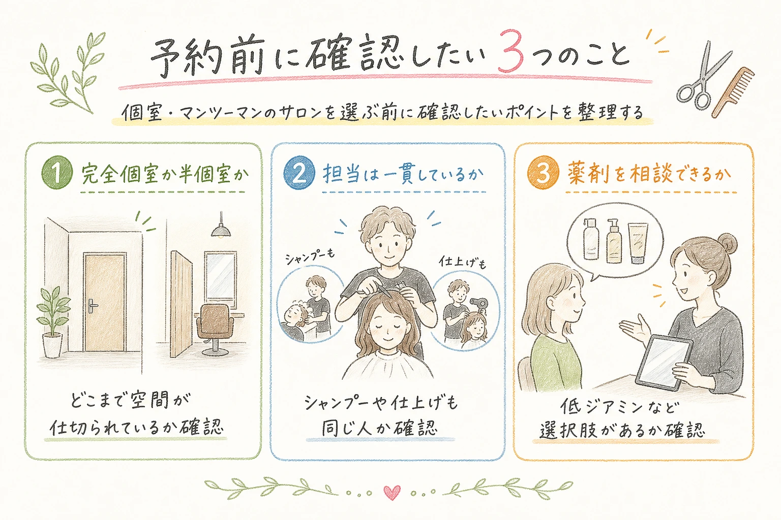 予約前に確認したい3つのこと|個室・マンツーマンのサロンを選ぶ前に確認したいポイントを整理する