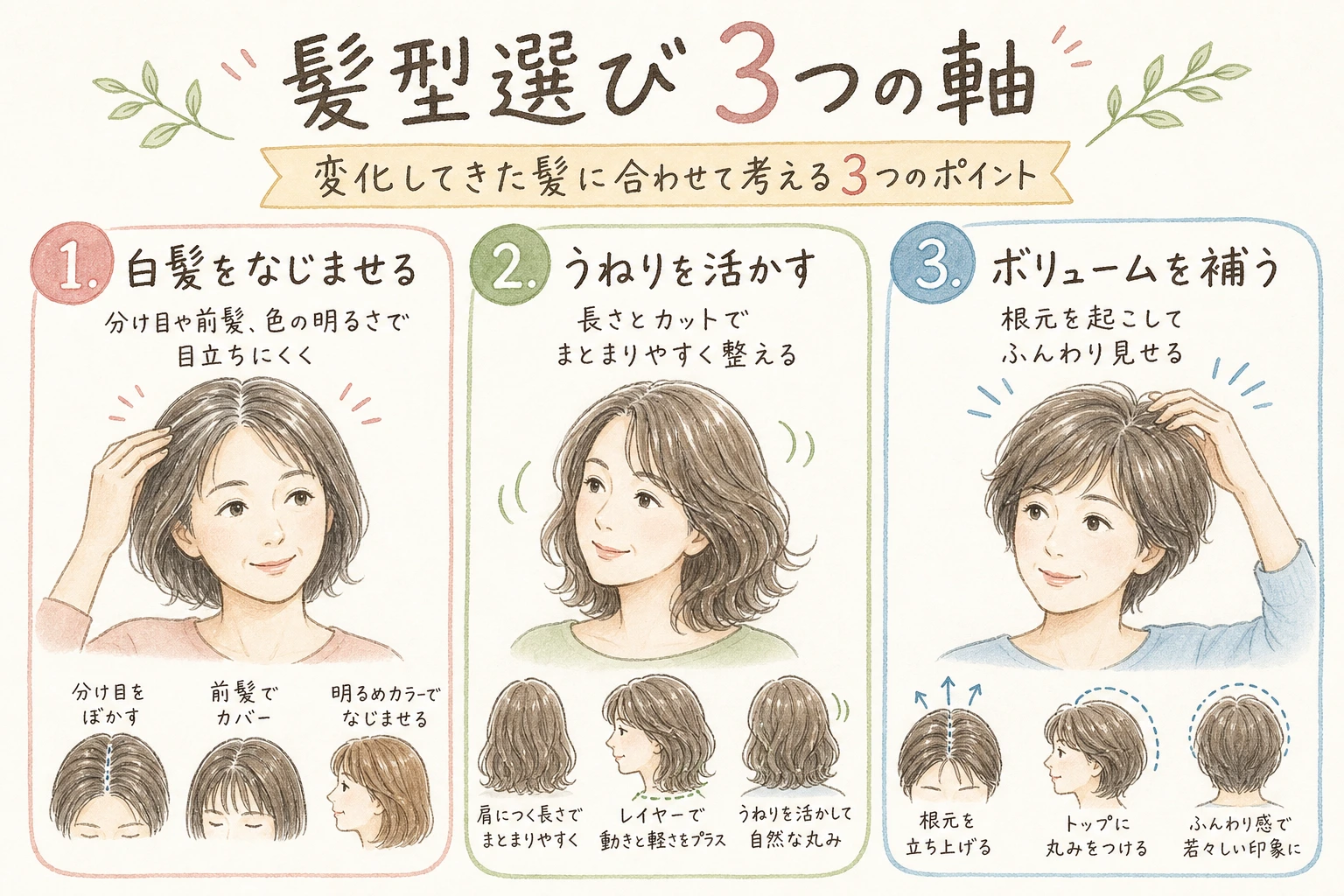 髪型選び 3つの軸|変化してきた髪に合わせて考える3つのポイント