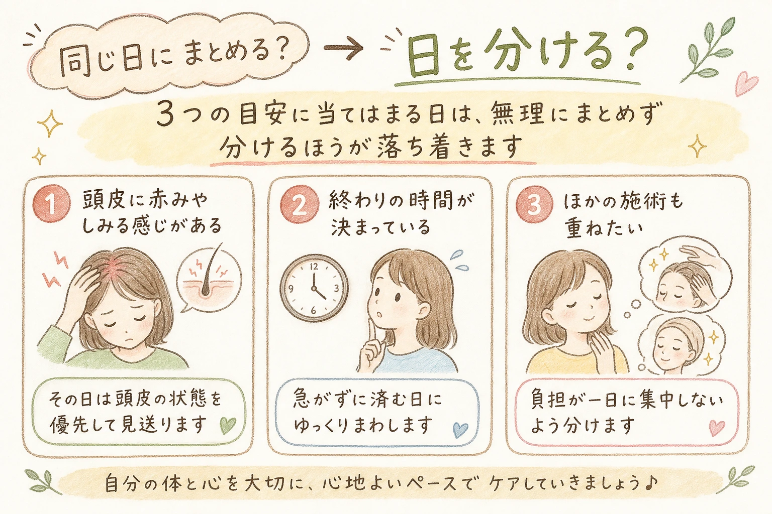 同じ日にまとめる?日を分ける?|3つの目安に当てはまる日は、無理にまとめず分けるほうが落ち着きます