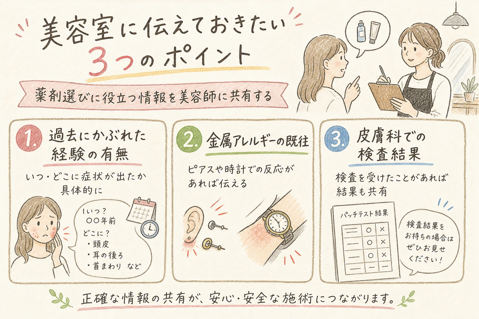 美容室に伝えておきたい3つのポイント｜薬剤選びに役立つ情報を美容師に共有する