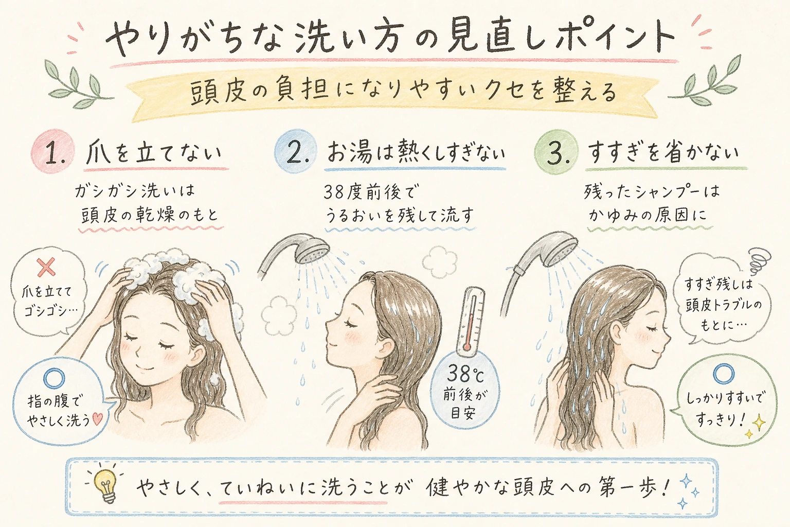 やりがちな洗い方の見直しポイント|頭皮の負担になりやすいクセを整える